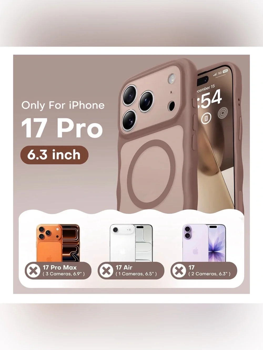 Brown For I phone 17 Pro Magnetic MagSafe- Silicone Phone Case translucent
